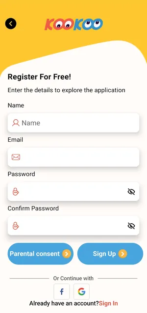 Sign-up with parental consent